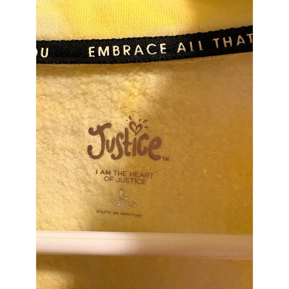 Justice Yellow Zip Up Sweatshirt Sz L YOUTH (12-14)